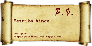 Petrika Vince névjegykártya