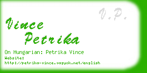 vince petrika business card